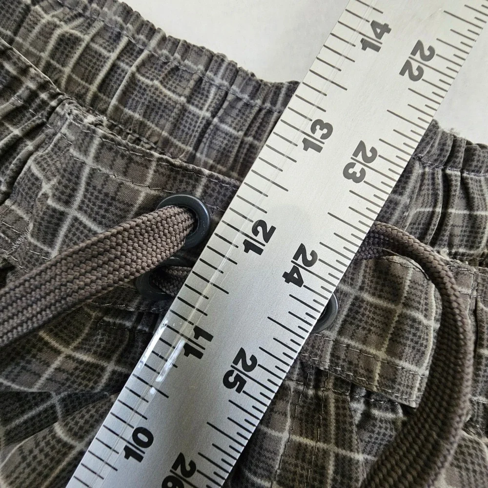 RS‎ Surf Mens Board Shorts Grey White Grid Mesh Lined Cargo Swim Trunks Size L